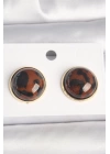 Pirinç Gold Renk 3D Daire Leopar Model Kadın Küpe