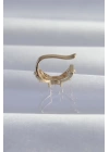 Pirinç Gold Renk Zirkon Taş Kaplama Earcuff Küpe