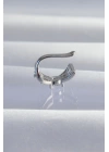 Pirinç Gümüş Renk Zirkon Taş Kaplama Earcuff Küpe