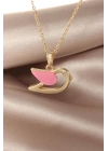 Sedefli Pembe Renk Kuş Kolye