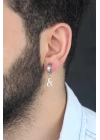 Silver Renk Kaplama 3 Hilal Figürlü Çelik Kıstırmalı Erkek Küpe
