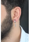 Silver Renk Kaplama Kılıç Figürlü Çelik Kıstırmalı Erkek Küpe