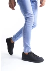 SLW165 Elite Bağcıklı Cilt Erkek Günlük Sneaker Ayakkabı ST - Siyah