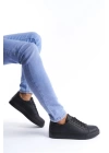 SLW165 Elite Bağcıklı Cilt Erkek Günlük Sneaker Ayakkabı ST - Siyah