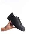 SLW165 Elite Bağcıklı Cilt Erkek Günlük Sneaker Ayakkabı ST - Siyah