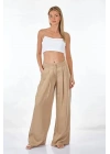 Straight Fit Keten Pantolon