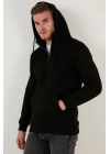 Yarım Fermuarlı Kanguru Cepli Kapüşonlu Erkek Sweatshirt