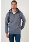 Yarım Fermuarlı Kanguru Cepli Kapüşonlu Erkek Sweatshirt