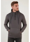 Yarım Fermuarlı Kanguru Cepli Kapüşonlu Erkek Sweatshirt