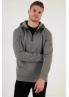 Yarım Fermuarlı Kanguru Cepli Kapüşonlu Erkek Sweatshirt