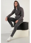 Yarım Fermuarlı Kanguru Cepli Kapüşonlu Erkek Sweatshirt