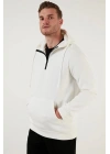 Yarım Fermuarlı Kanguru Cepli Kapüşonlu Erkek Sweatshirt