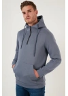 Yarım Fermuarlı Kanguru Cepli Kapüşonlu Erkek Sweatshirt