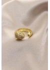 Yeni Sezon Gold Renk Taşlı Yeşil Gözlü Kaplan Yüzük
