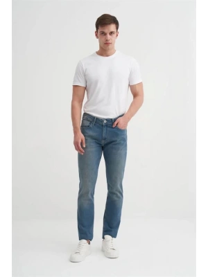 0704 Parker Normal Bel Dar Paça Slim Fit Erkek Kot Pantolon Mavi