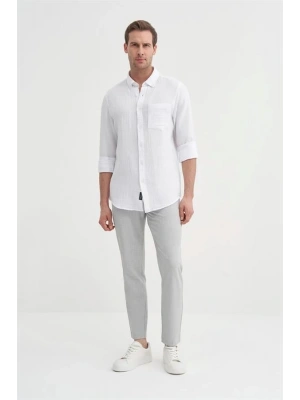 2024 Uzun Kollu Müslin Kumaş Erkek Gömlek Beyaz