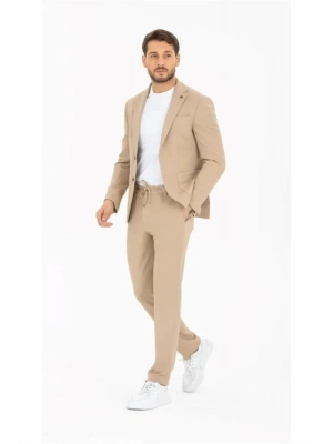 2534 Beli Lastikli Jogger Old Money Style Erkek Pantolon Bej