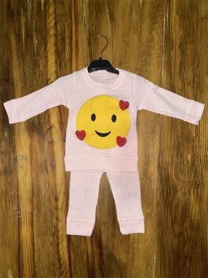 3-12 Aylık Emoji Detalı Takım Pembe
