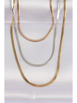 316L Çelik 3 Renkli İtalyan Zincir Çoklu Kolye