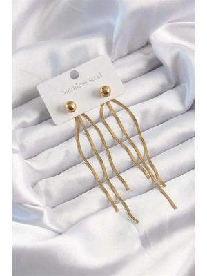 316L Çelik Altın Renk İtalyan Model Topçuk Küpe