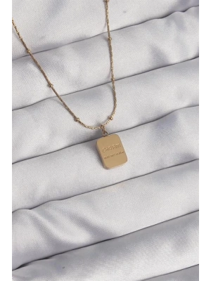 316L Çelik Gold Renk Kare Charm Model Kolye