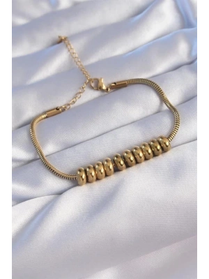 316L Çelik Gold Renk Oval Figürlü Bileklik