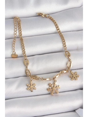 316L Çelik Gold Renk Sallantı Kar Tanesi Model Kadın Bileklik