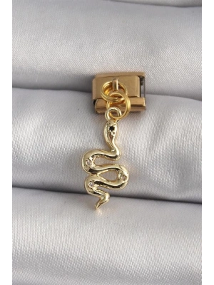 316L Çelik Gold Renk Sallantı Yılan Model Nomination Charm
