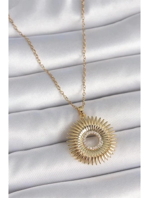 316L Çelik Gold Renk Zincir Zirkon Taşlı Nova Yıldız Model Kadın Kolye