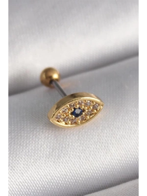 316L Çelik Gold Renk Zirkon Taşlı Göz Tragus Piercing