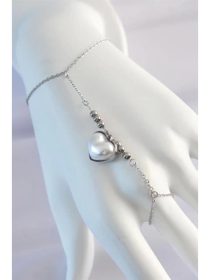 316L Çelik Gümüş Renk Beyaz Bubble Kalp Tasarımlı Şahmeran