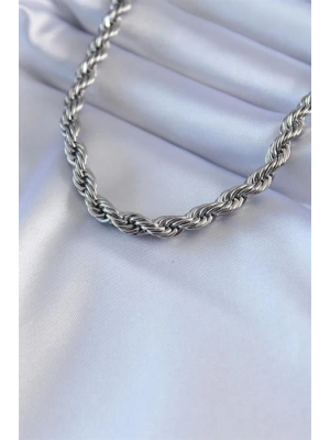 316L Çelik Gümüş Renk Burgu Model 45 cm Kadın Kolye