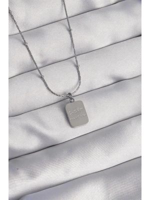 316L Çelik Gümüş Renk Kare Charm Model Kolye