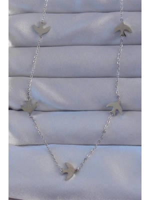 316L Çelik Gümüş Renk Kuş Model Kolye