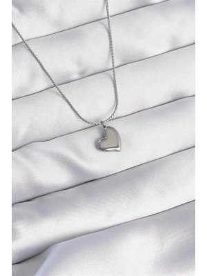 316L Çelik Gümüş Renk Minimal Kalp Tasarımlı Kolye