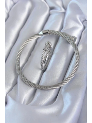 316L Çelik Gümüş Renk Sarmal Model Erkek Bileklik Yüzük Kombini