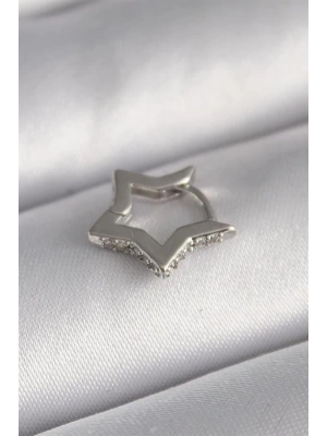 316L Çelik Gümüş Renk Zirkon Taş Detay Yıldız Model Tragus Piercing