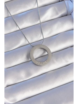 316L Çelik Gümüş Renk Zirkon Taşlı Model Kolye