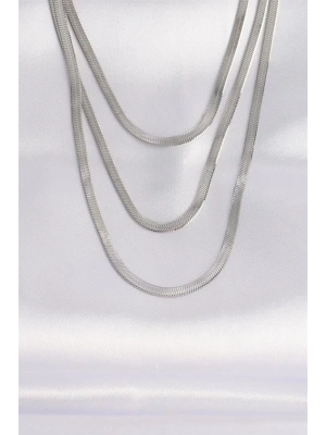 316L Çelik İtalyan Zincir Gümüş Renk Çoklu Kolye