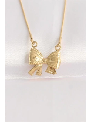 316L Çelik Zincir Altın Renk Fiyonk Kolye