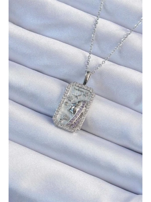 316L Çelik Zincir Gümüş Renk Zirkon Taşlı Yüz Figürlü Tarot Kolye