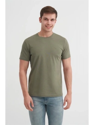 4623 Bisiklet Yaka Basıc Erkek T-Shirt Haki