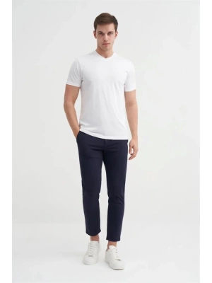 4624 Basıc V Yaka Erkek T-Shirt Beyaz