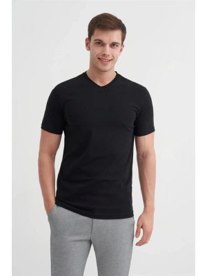 4624 Basıc V Yaka Erkek T-Shirt Siyah