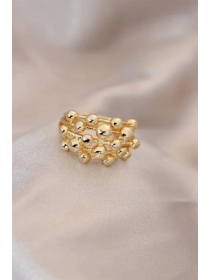 Ayarlamalı Gold Renk Metal Bombeli Boluncuk Model Yüzük