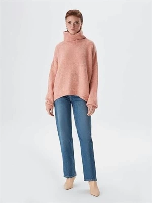 Balıkçı Yaka Oversıze Örme Kadın Kazak