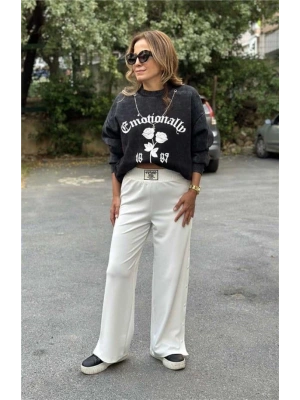Baskılı Oversıze Kadın Sweatshirt