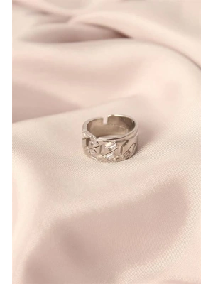 Gümüş Renk Metal Taşlı Model Ayarlanabilir Kadın Yüzük