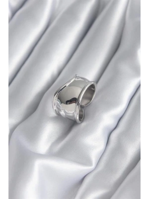 Gümüş Renk Plaka Kadın Yüzük