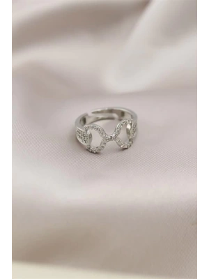 Gümüş Renkli Metal Zirkon Taşlı Kadın Yüzük